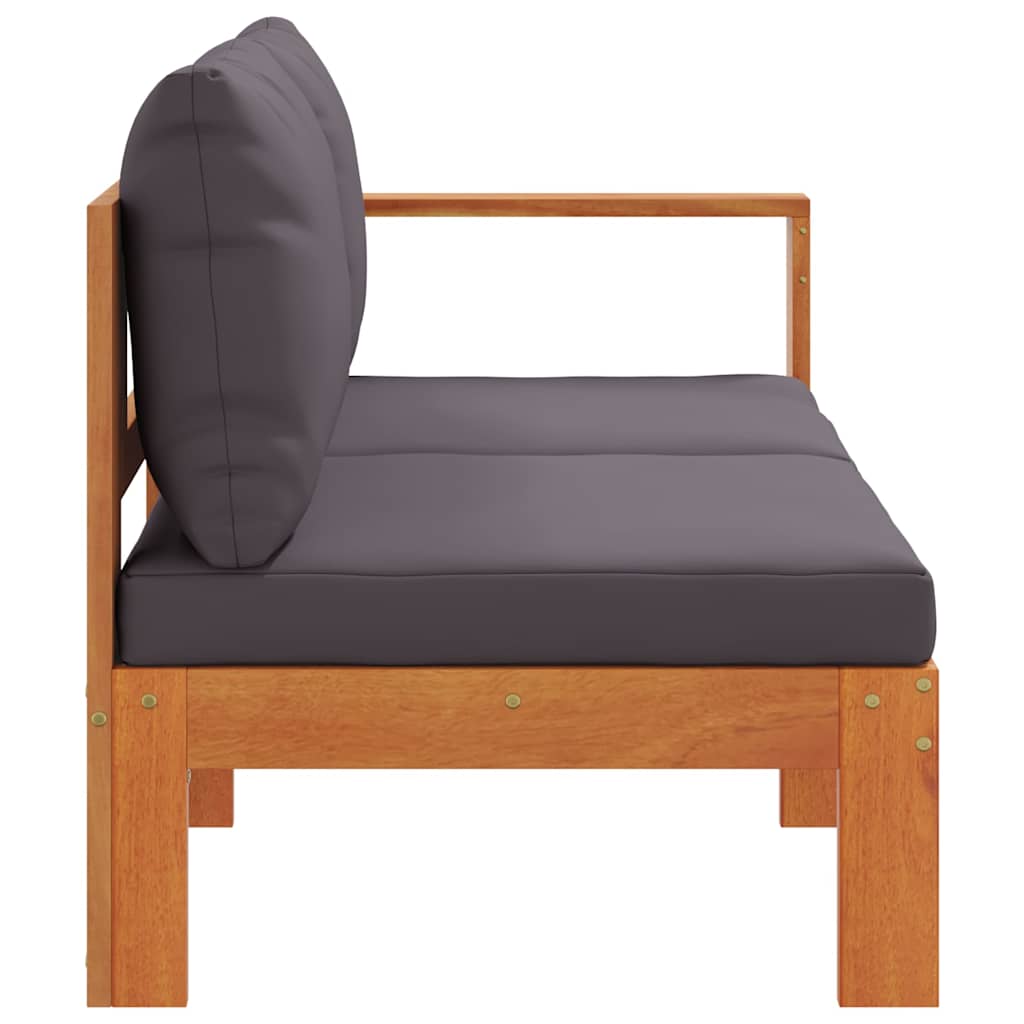 Garden Sofa with 1 Armrest 2-Seater Solid Wood Acacia