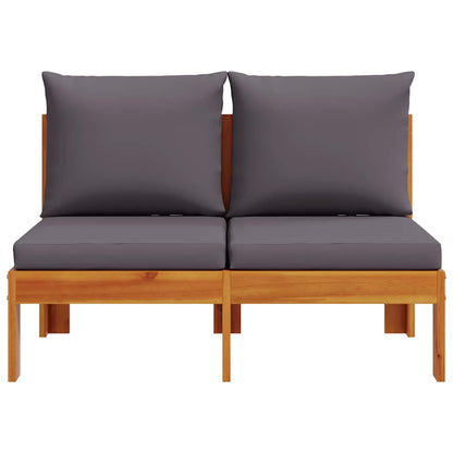 Garden Sofa Armless with Cushions 2-Seater Solid Wood Acacia