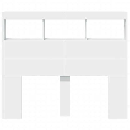 Headboard Cabinet with LED White 120x17x102 cm