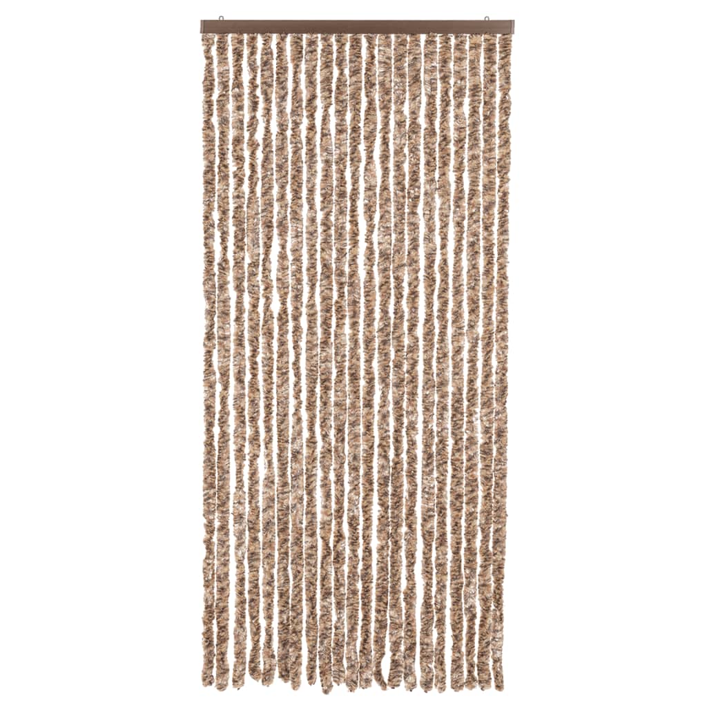 Fly Curtain Beige and Dark Brown 90x220 cm Chenille