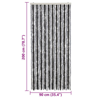 Fly Curtain Grey and Black 90x200 cm Chenille