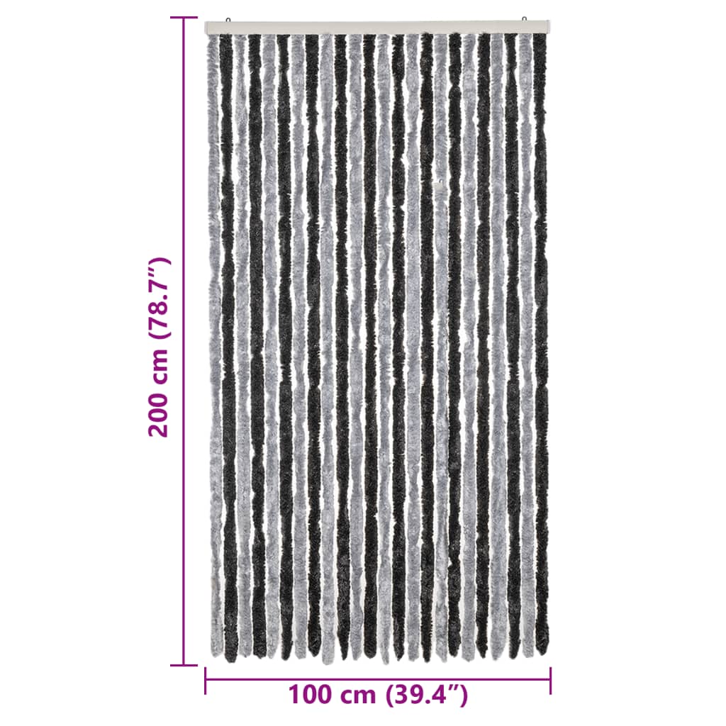 Fly Curtain Grey and Black 100x200 cm Chenille