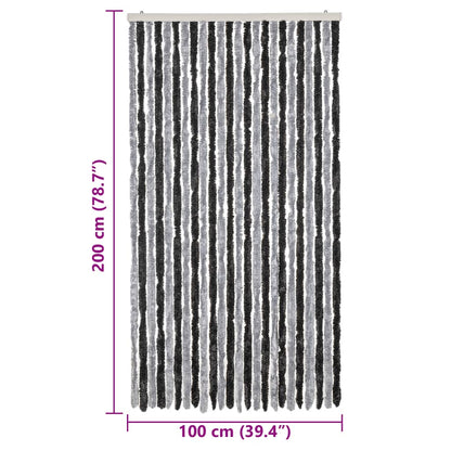 Fly Curtain Grey and Black 100x200 cm Chenille