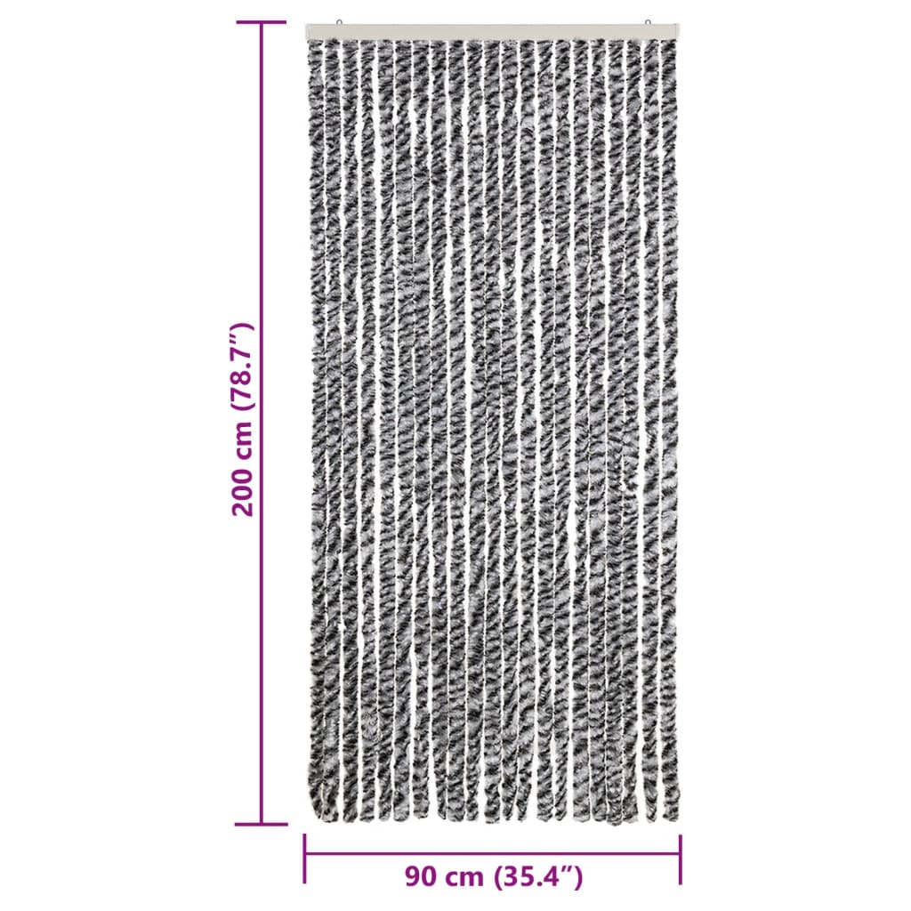 Fly Curtain Grey and Black and White 90x200 cm Chenille