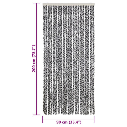 Fly Curtain Grey and Black and White 90x200 cm Chenille