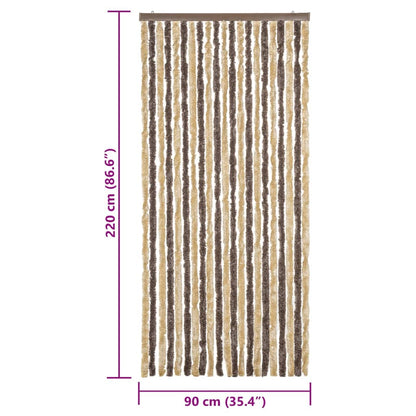 Fly Curtain Dark Brown and Beige 90x220 cm Chenille
