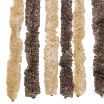 Fly Curtain Dark Brown and Beige 100x220 cm Chenille
