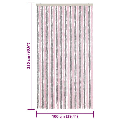 Fly Curtain Silver Grey and Pink 100x230 cm Chenille