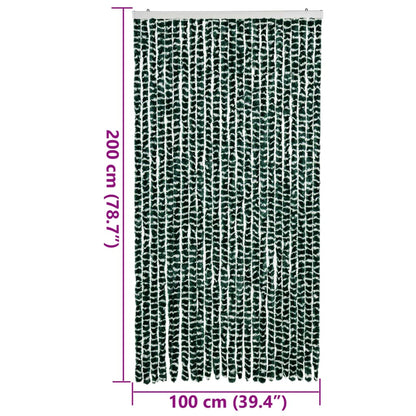 Fly Curtain Green and White 100x200 cm Chenille