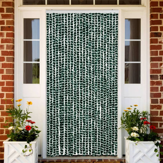 Fly Curtain Green and White 100x200 cm Chenille