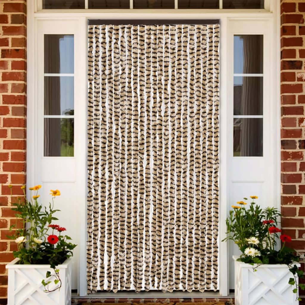 Fly Curtain Beige and Brown 90x200 cm Chenille