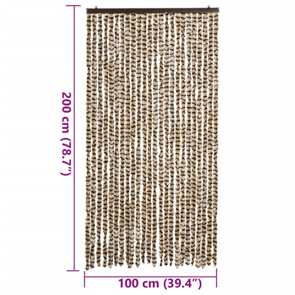 Fly Curtain Beige and Brown 100x200 cm Chenille