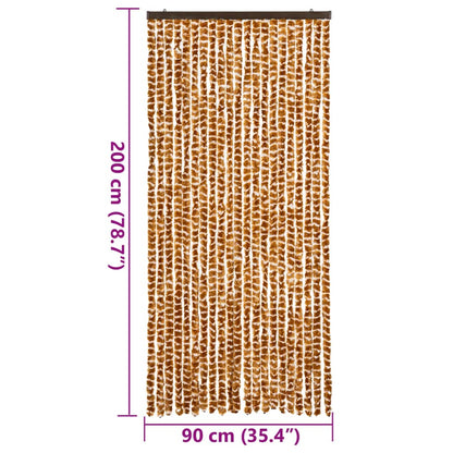 Fly Curtain Ochre and White 90x200 cm Chenille
