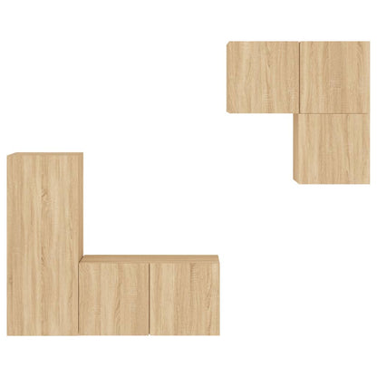 4 Piece TV Wall Units Sonoma Oak Engineered Wood