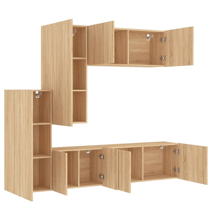 5 Piece TV Wall Units Sonoma Oak Engineered Wood