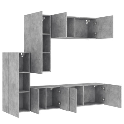 5 Piece TV Wall Units Concrete Grey Engineered Wood