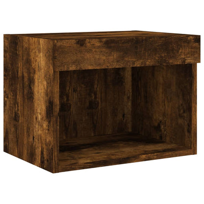 4 Piece TV Wall Cabinets with LED Lights Smoked Oak