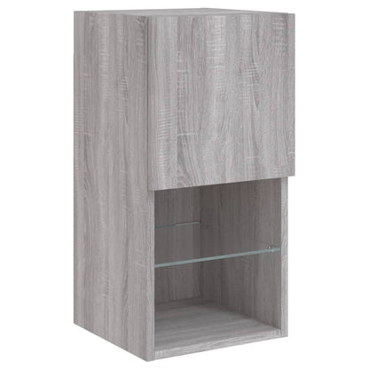 4 Piece TV Wall Cabinets with LED Lights Grey Sonoma