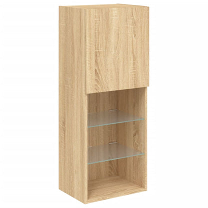 4 Piece TV Wall Units with LED Sonoma Oak Engineered Wood