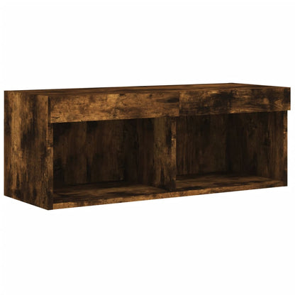 4 Piece TV Wall Units with LED Smoked Oak Engineered Wood