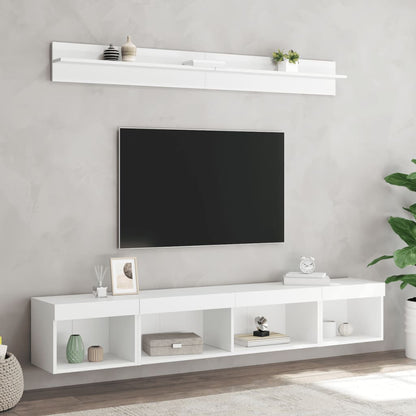 5 Piece TV Wall Units with LED White Engineered Wood