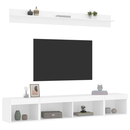 5 Piece TV Wall Units with LED White Engineered Wood