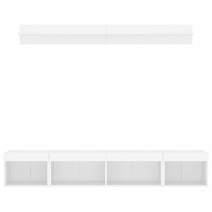 5 Piece TV Wall Units with LED White Engineered Wood