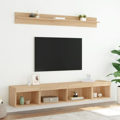 5 Piece TV Wall Units with LED Sonoma Oak Engineered Wood