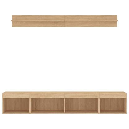 5 Piece TV Wall Units with LED Sonoma Oak Engineered Wood