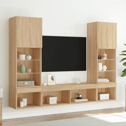 5 Piece TV Wall Units with LED Sonoma Oak Engineered Wood