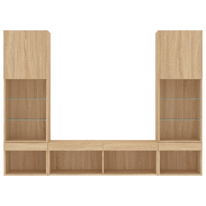 5 Piece TV Wall Units with LED Sonoma Oak Engineered Wood