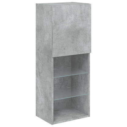 5 Piece TV Wall Units with LED Concrete Grey Engineered Wood