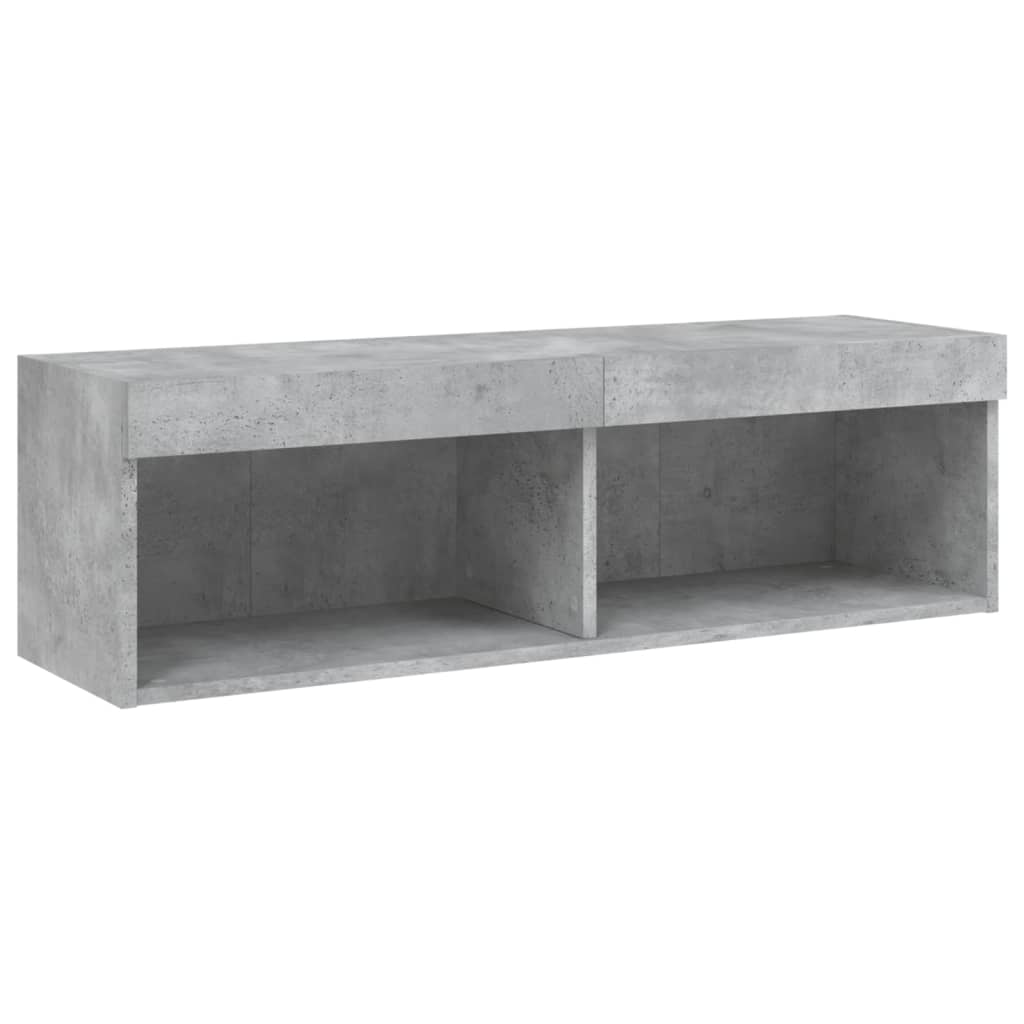 5 Piece TV Wall Units with LED Concrete Grey Engineered Wood