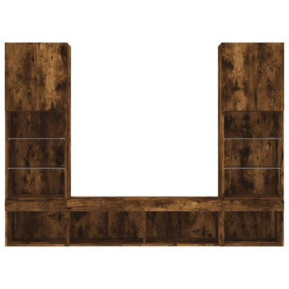 5 Piece TV Wall Units with LED Smoked Oak Engineered Wood
