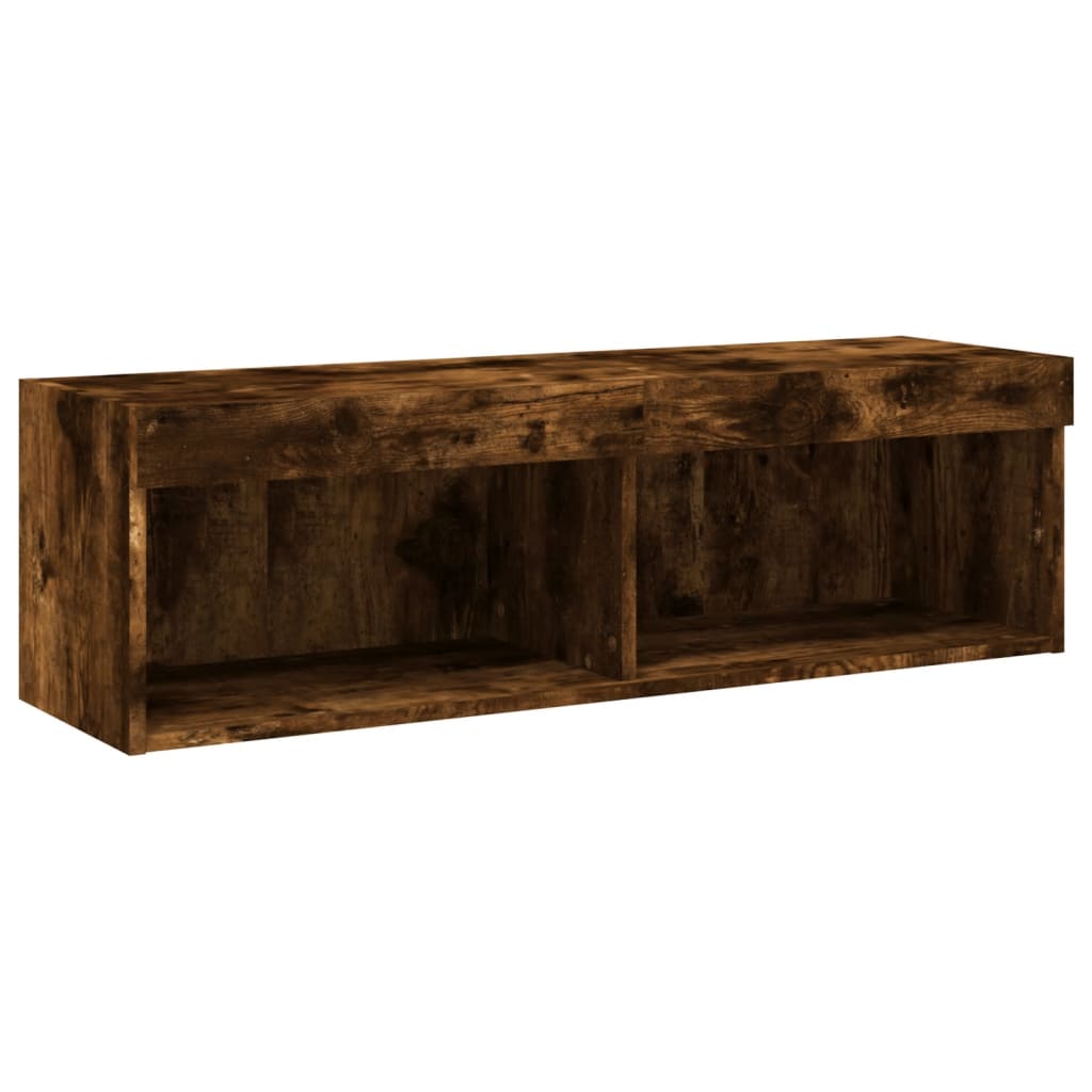 5 Piece TV Wall Units with LED Smoked Oak Engineered Wood