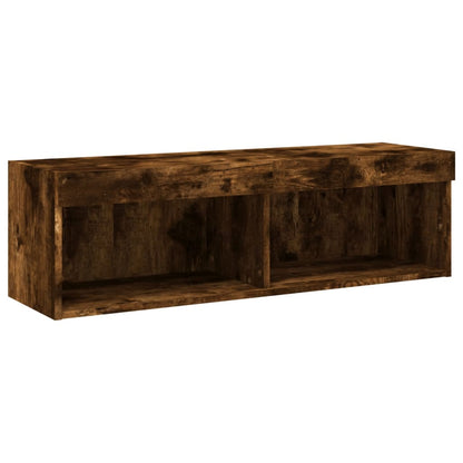 5 Piece TV Wall Units with LED Smoked Oak Engineered Wood