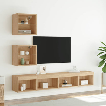 5 Piece TV Wall Units with LED Sonoma Oak Engineered Wood