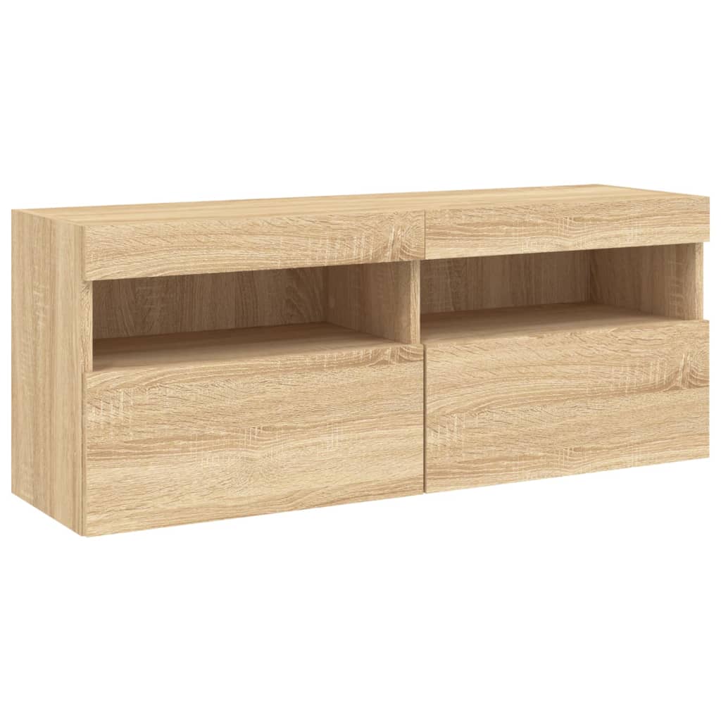 5 Piece TV Wall Units with LED Sonoma Oak Engineered Wood
