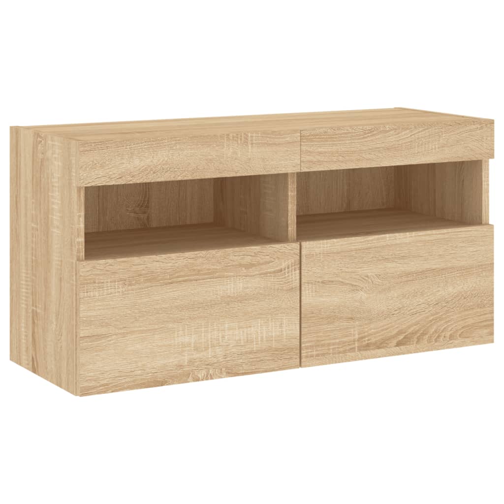5 Piece TV Wall Units with LED Sonoma Oak Engineered Wood