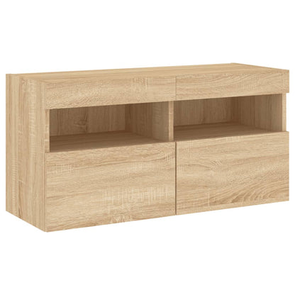 5 Piece TV Wall Units with LED Sonoma Oak Engineered Wood