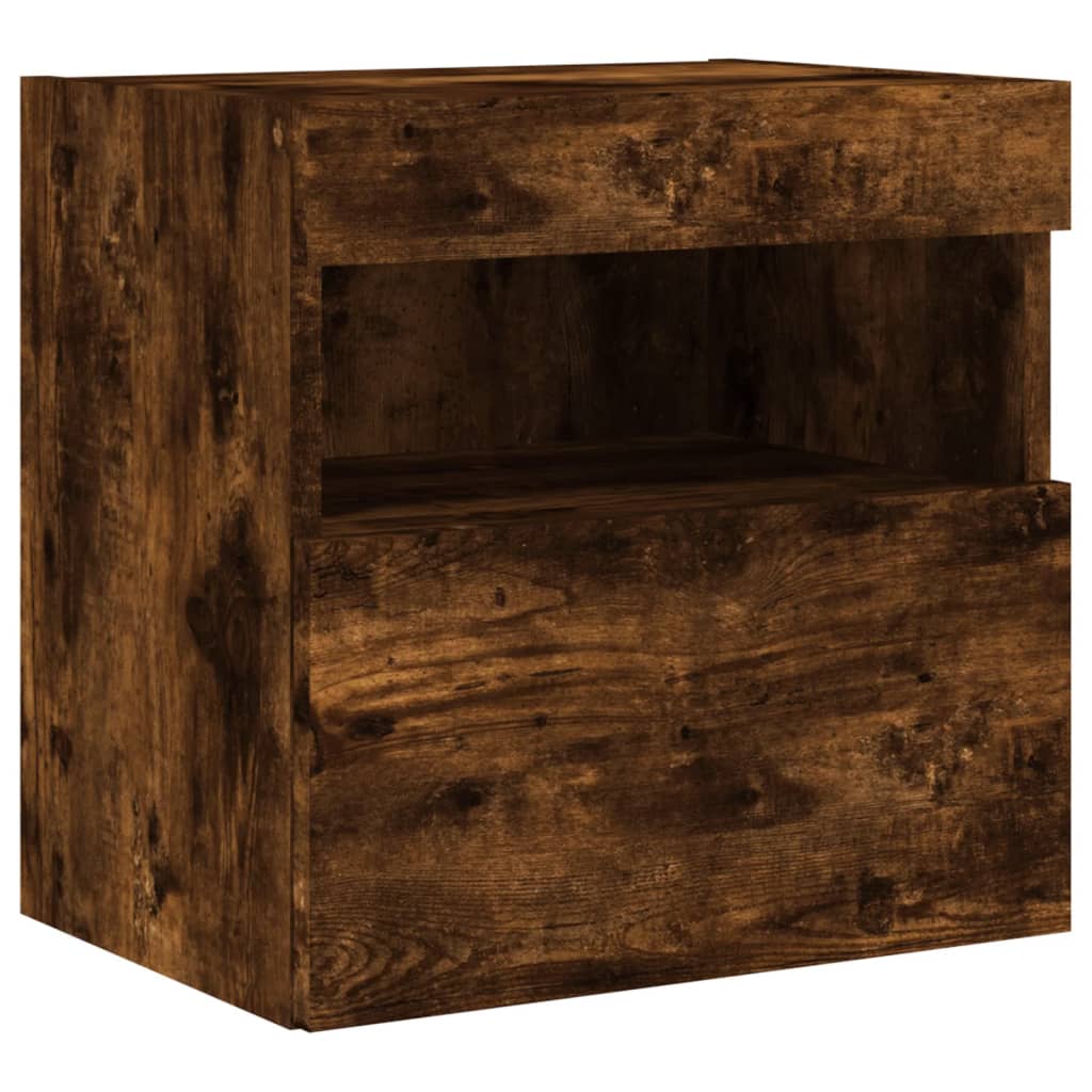 7 Piece TV Wall Cabinet Set with LED Lights Smoked Oak