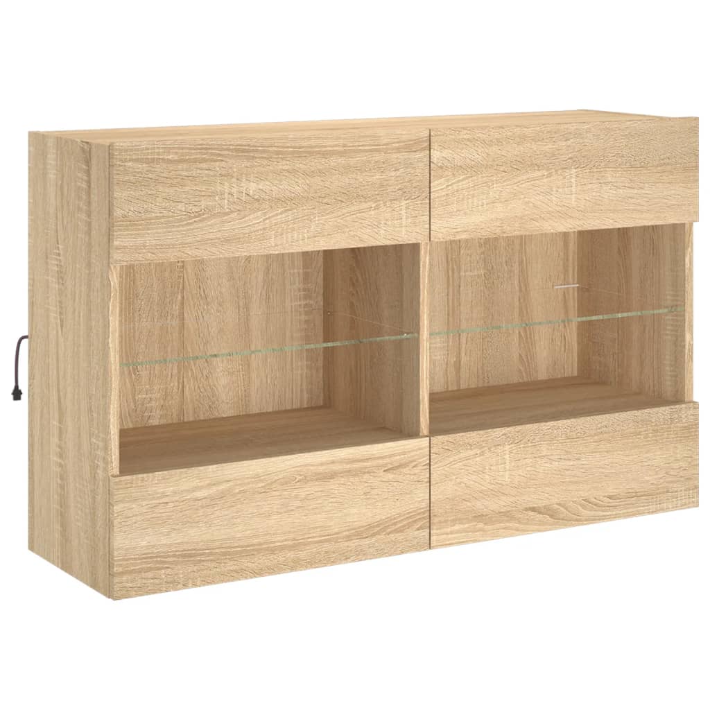 6 Piece TV Wall Cabinet Set with LED Lights Sonoma Oak