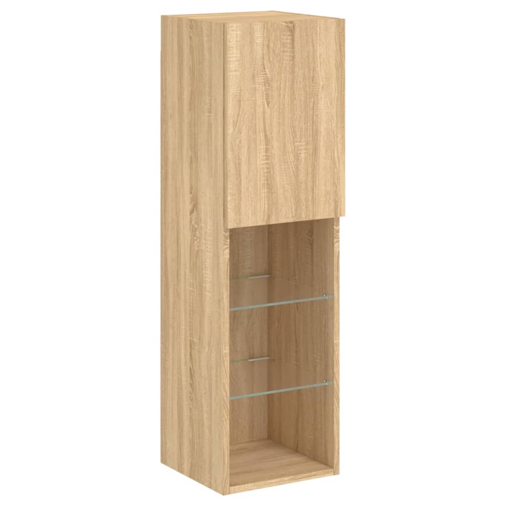 6 Piece TV Wall Cabinet Set with LED Lights Sonoma Oak
