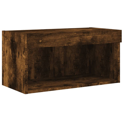 6 Piece TV Wall Cabinet Set with LED Lights Smoked Oak