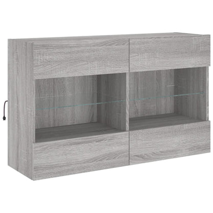 6 Piece TV Wall Cabinet Set with LED Lights Grey Sonoma