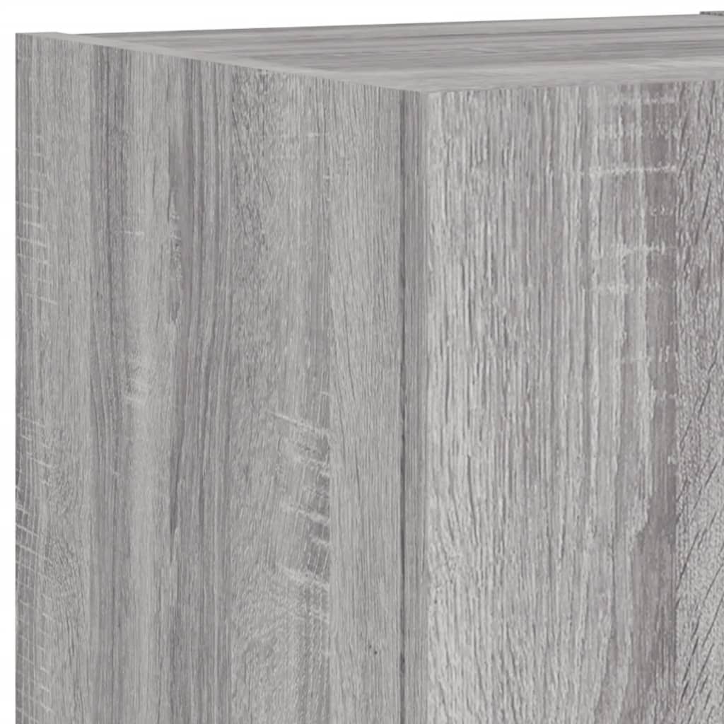 3 Piece TV Wall Cabinets with LED Lights Grey Sonoma