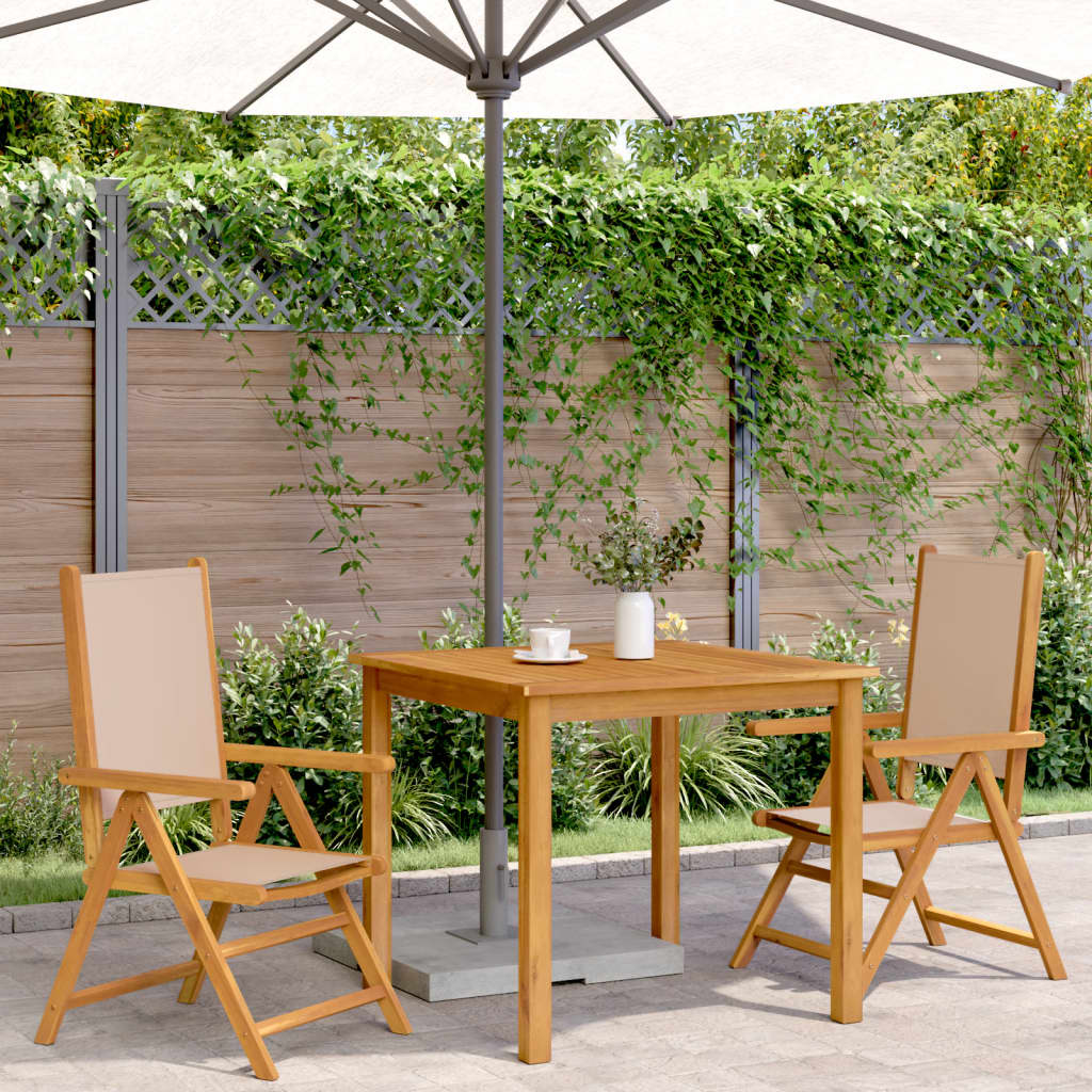 Garden Chairs 2 pcs Taupe Solid Wood Acacia and Fabric