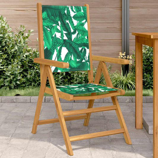 Garden Chairs 2 pcs Leaf Pattern Solid Wood Acacia and Fabric