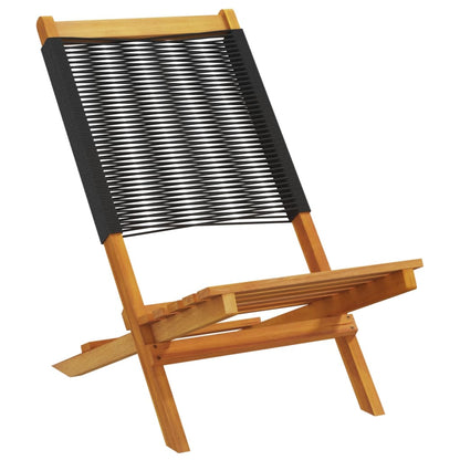 Garden Chairs 2 pcs Black Solid Wood Acacia and Polypropylene