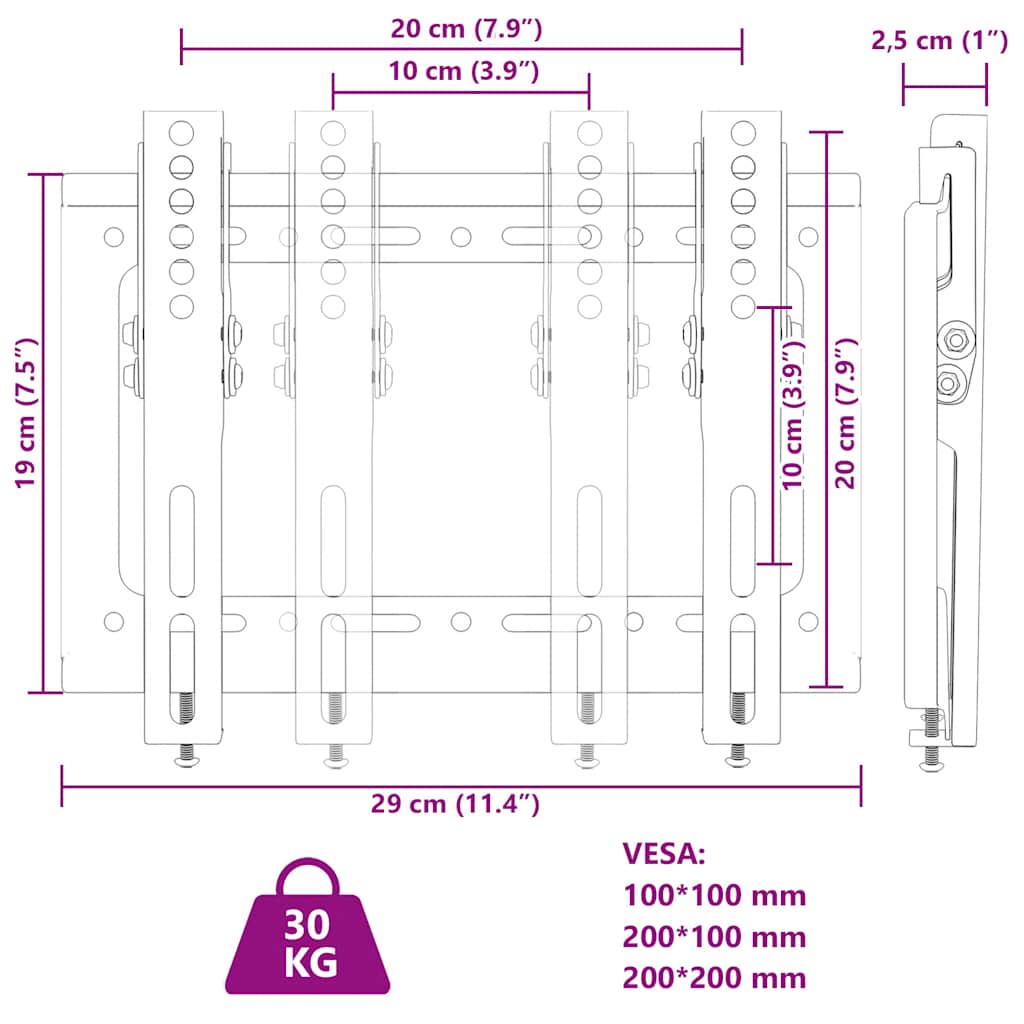 TV Wall Mount for 14-42 Inch Screen Max VESA 200x200 mm 30kg